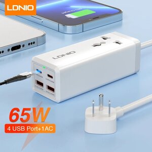 LDNIO 65 Вт USB C Зарядное устройство 4 порта USB Выход Настольный блок питания для ноутбука/Macbook/1pad/камера/сотовог