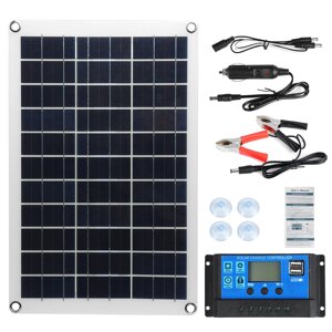 Max 100W Protable Солнечная панель Kit Dual DC USB Charger Kit Single Crystal Semi-flexible Solar Power Panel w/ None/10