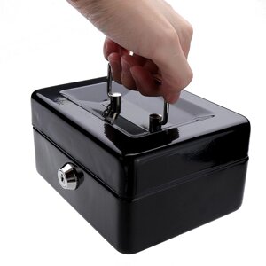Мини-портативный сейф для хранения денег Чехол Черный прочный металл с лотком для монет Cash Carry Коробка
