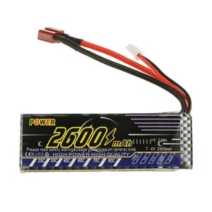 Модернизированная мощность 7,4 В 2600 мАч 25C 2S Lipo Батарея для Wltoys 144001 144010 124016 124017 124018 124019 1/12