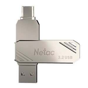 Netac US12 USB3.2 Dual U Port Flash Drive 128G Type-C + A High Speed Pendrive Mini Portable Metal Memory U Disk для теле