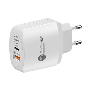 Олаф PD25W 2-портовое зарядное устройство USB PD USB-A+Тип-C КК3.0 ПД3.0 Адаптер настенного зарядного устройства с быстр