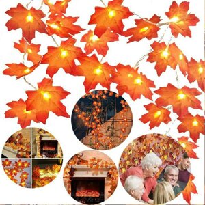 Осенний клен на День благодарения с питанием от аккумулятора / USB Лист LED Лампа Венок Праздничное украшение Очаровател