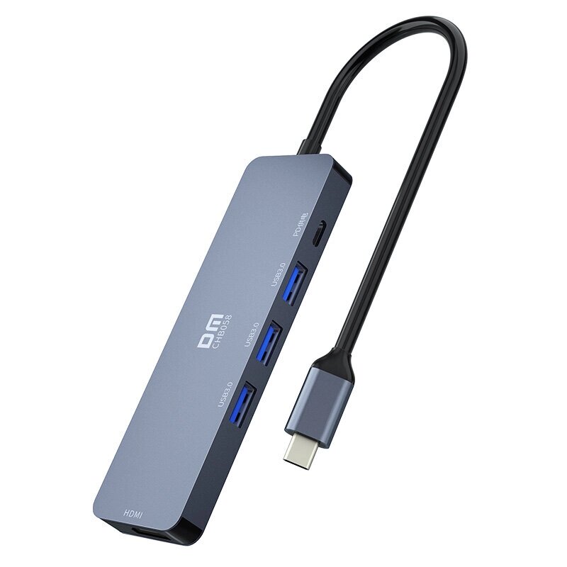 DM CHB058 5-в-1 док-станция USB3.0 Hub USB-адаптер с USB3.0*3 USB-C PD Зарядка 4K HDMI для портативных ПК Huawei Xiaomi - распродажа