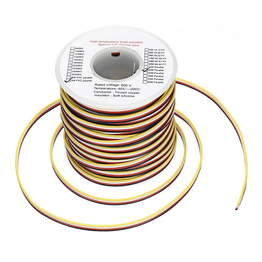 EUHOBBY 20m 26AWG Soft Силиконовый Линия высокотемпературный луженый Медь Провод Кабель - фото