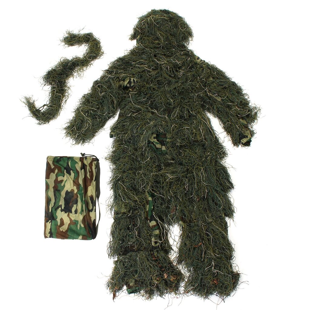 Ghillie Suit Camo 3D Лесной Камуфляж Лесная Охота Скрыть Кемпинг Одежда 5 Шт. Сумка - преимущества