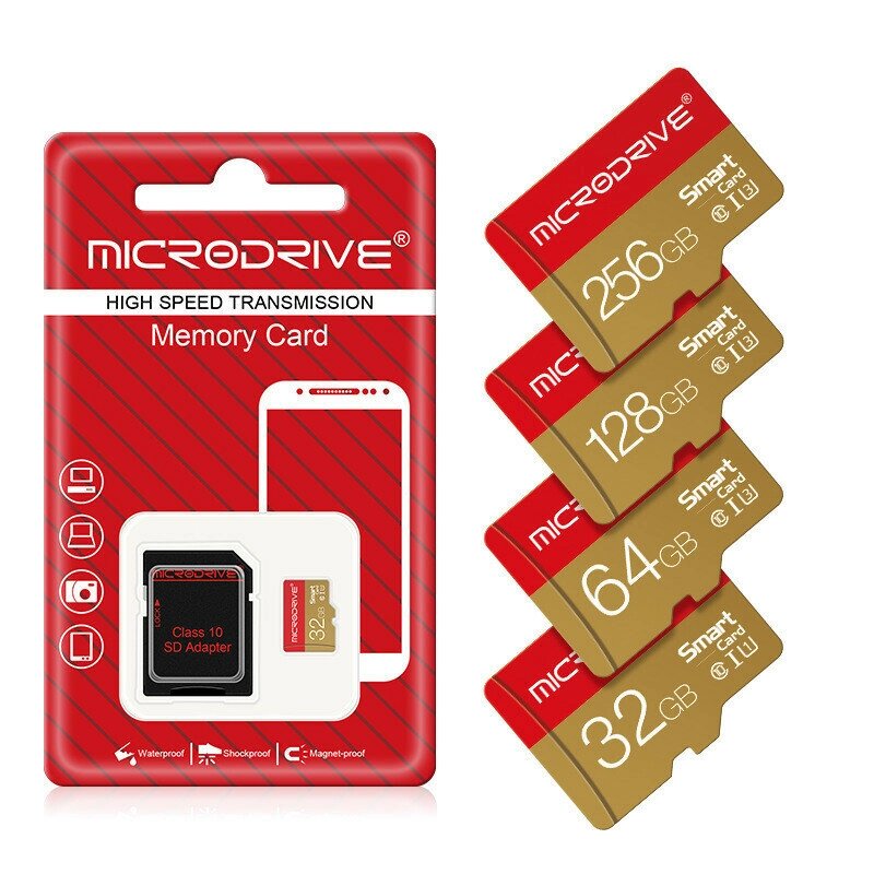 Microdrive CLASS10 Высокоскоростная карта памяти TF 32GB 64GB 128GB 256GB Micro SD Card Flash Смарт-карта для вождения т - Аштарак