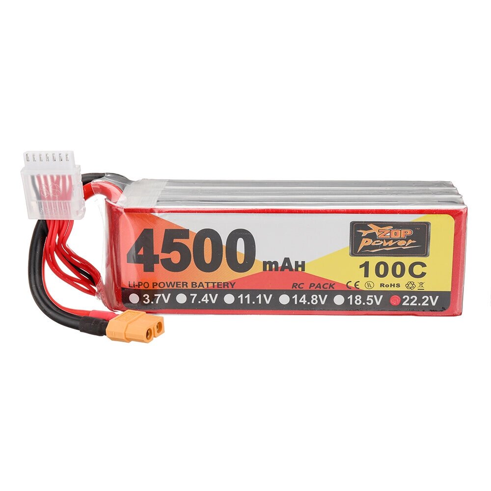 ZOP power 22,2 в 4500 мач 100C 6S lipo батарея разъем XT60 для RC дрон - обзор