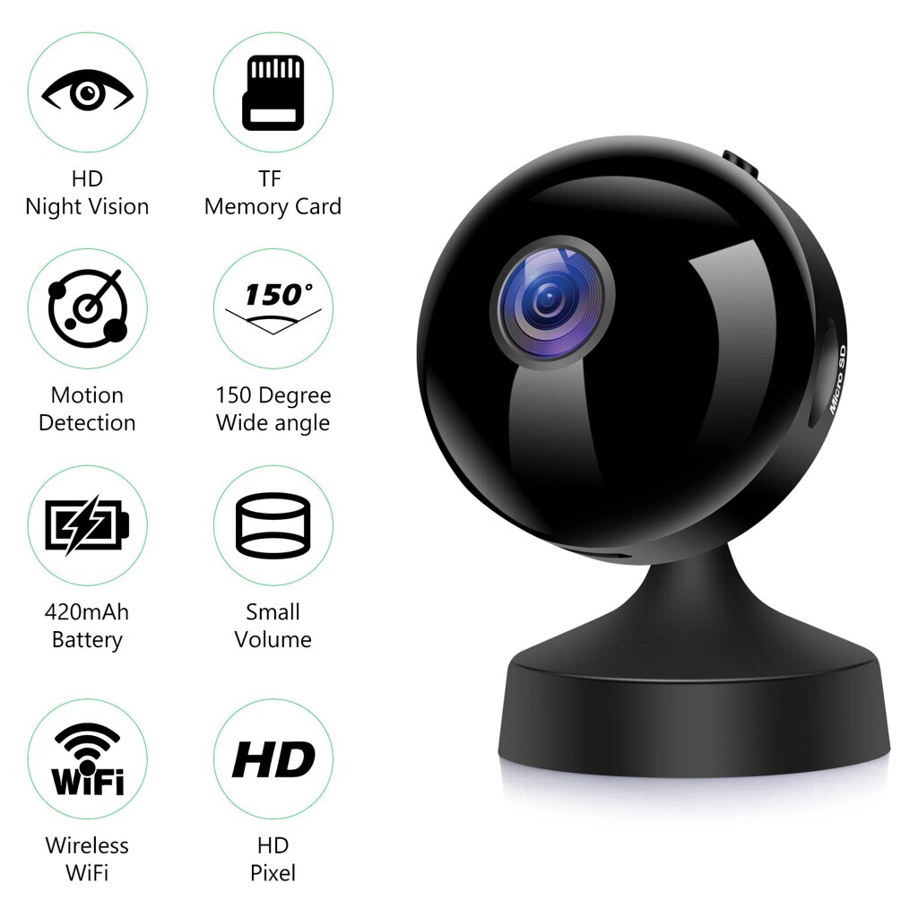 V380 PRO Mini WiFi камера HD 1080p Дистанционный Беспроводной диктофон Видеокамера Ночное видение Домашняя безопасность - фото