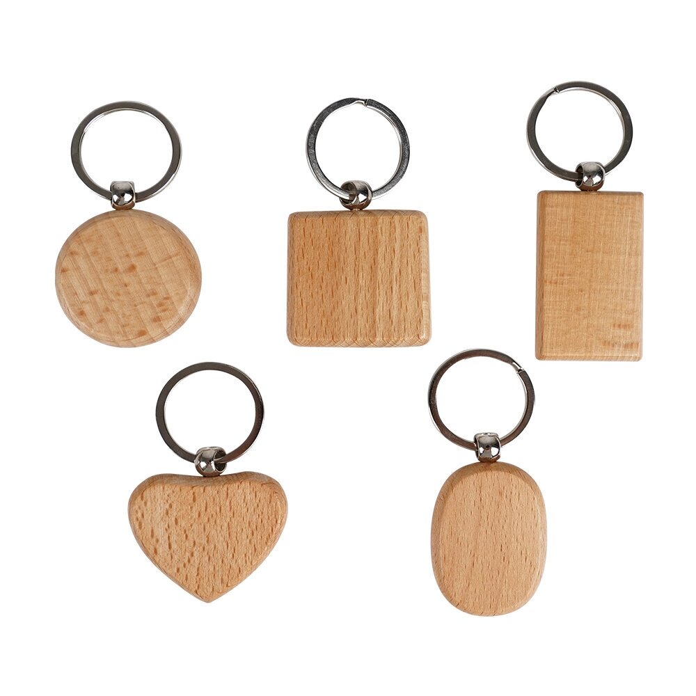 TWOTREES 5Pcs Blank Wooden Брелок Diy Wooden Брелок Key Tag Анти-потерянные деревянные аксессуары для гравировки Лазер - характеристики