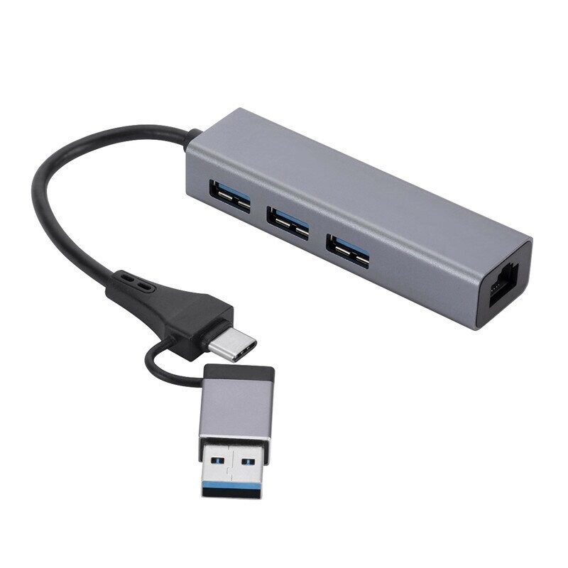 МННВУУ USB/Type-C Док-станция USB-концентратор-разветвитель-адаптер с USB3.0 * 3 RJ45 для портативных ПК - распродажа