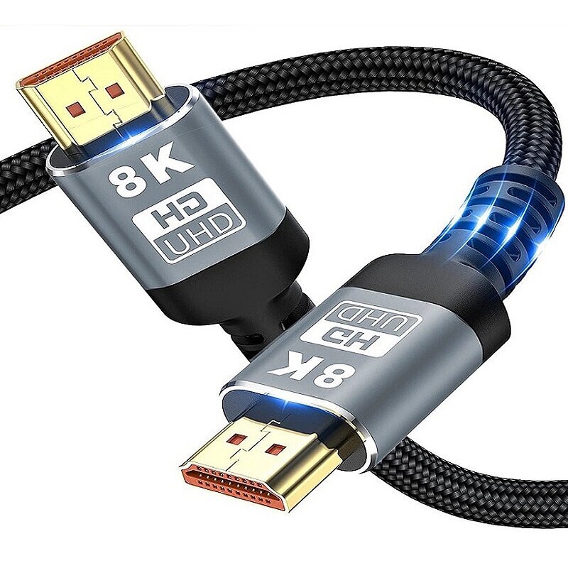 8K HDMI-совместимый кабель 2.1 48 Гбит/с, высокоскоростной видеокабель 2.1 HD, плетеный шнур 1M/2 м/3M/5 м для PS3/4 пор - розница