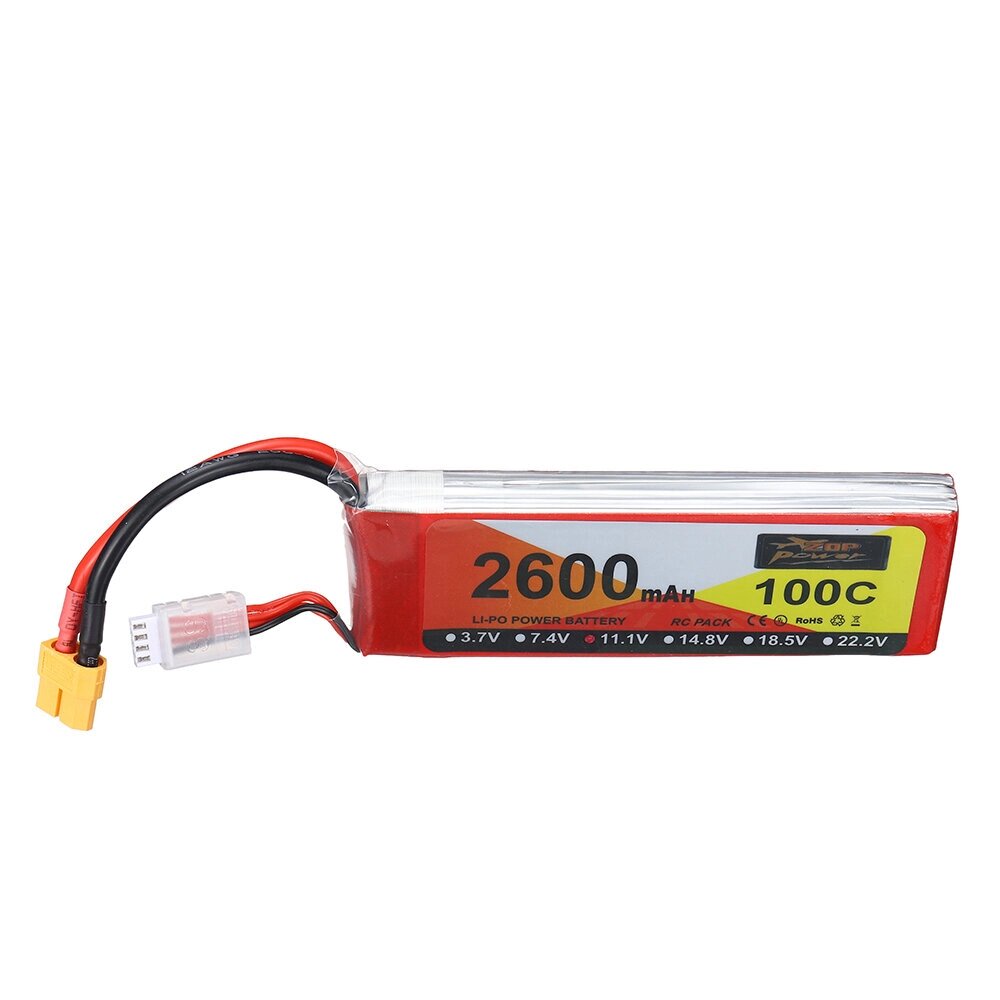 ZOP power 11.1V 2600mah 100C 3S lipo батарея разъем XT60 для RC дрон - интернет магазин