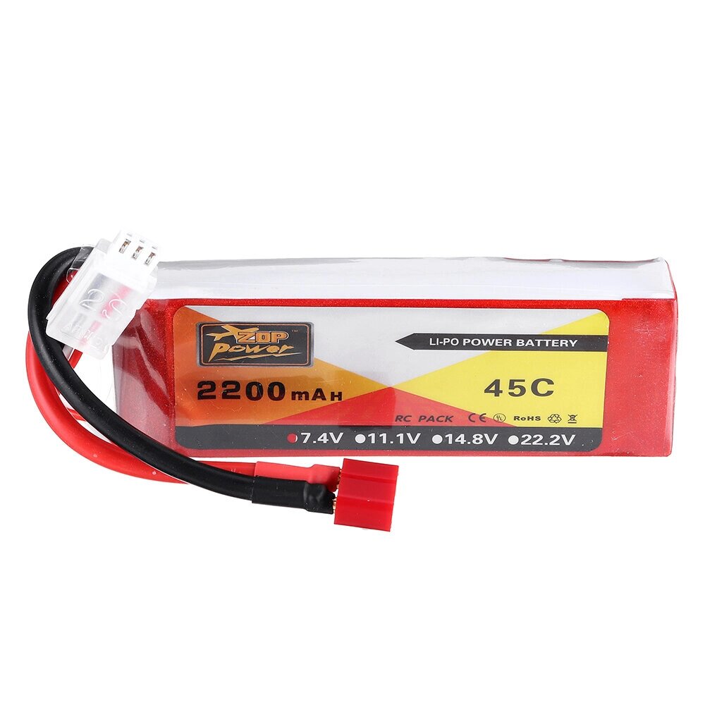 ZOP Мощная 7.4v 2200mah 45c Lipo батарея т-штекер - наличие