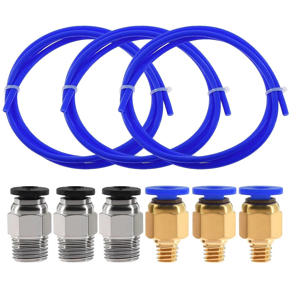 TWO TREES 3PCS 1 метр синий PTFE Трубка + 3 PC4-m6 пневматический Коннектор + 3 PC4-m10 Коннектор s для 3D-принтера 1,75 - доставка