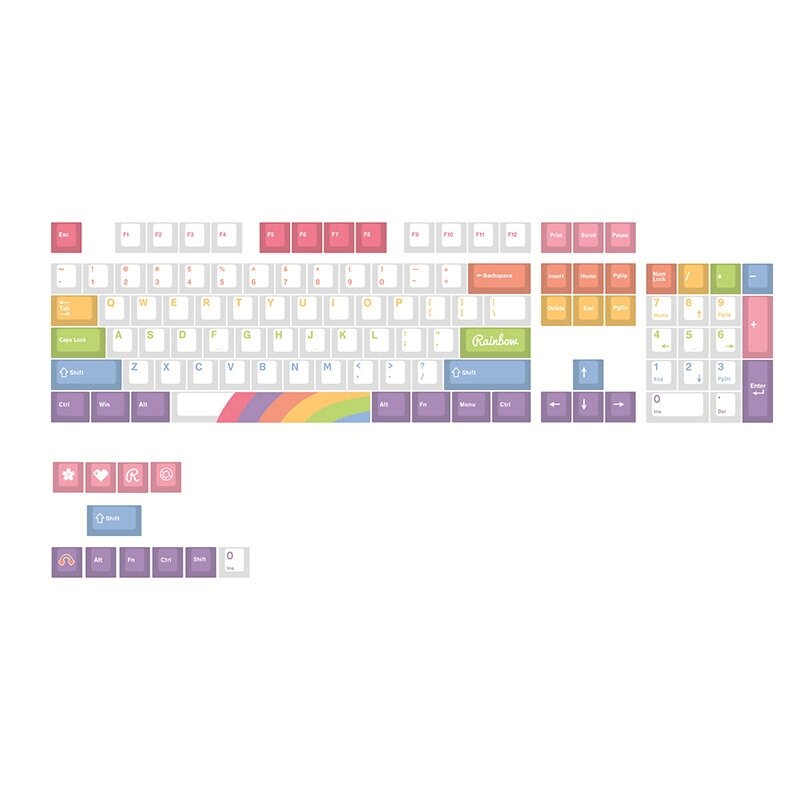 118 ключей Rainbow Theme Keycaps Set PBT Sublimation Cherry Profile для 61/64/68/71/84/87/98/104 Клавиатура - обзор