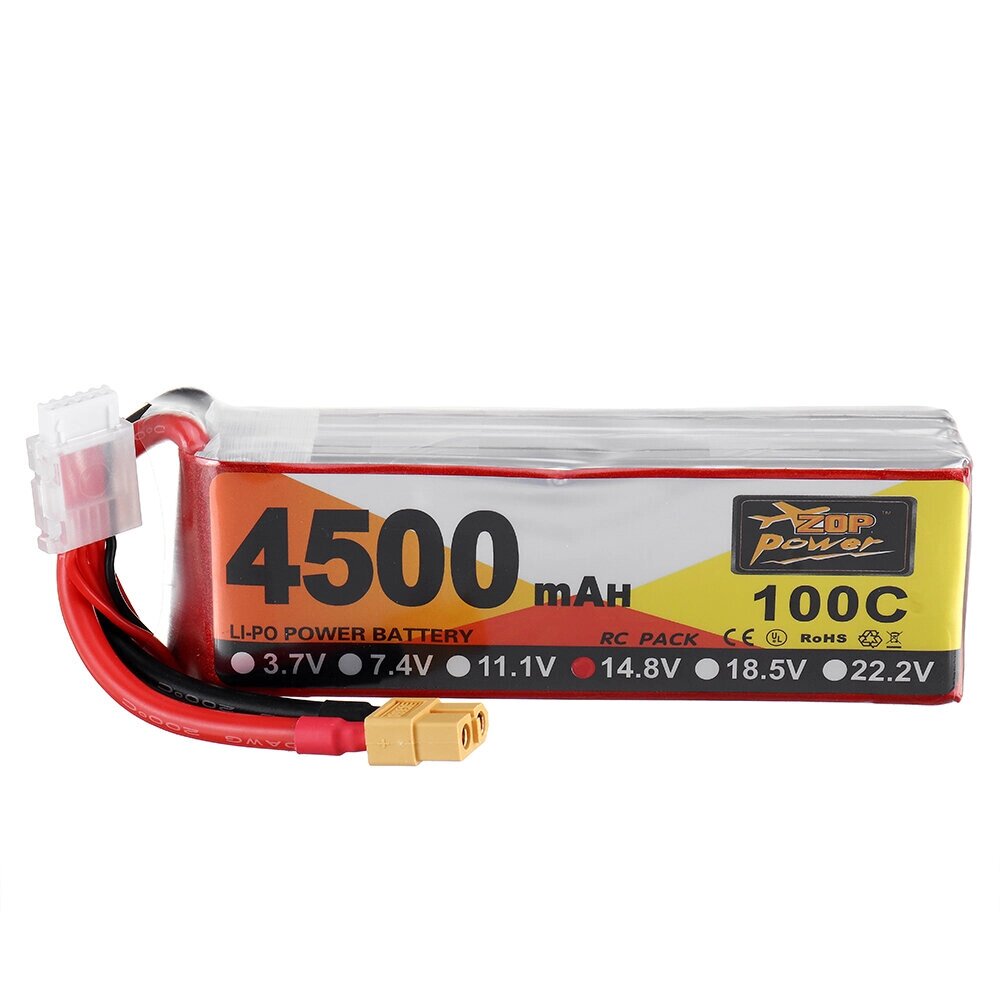 ZOP power 14.8V 4500mah 100C 4S lipo батарея XT60 разъем для FPV RC дрон - гарантия