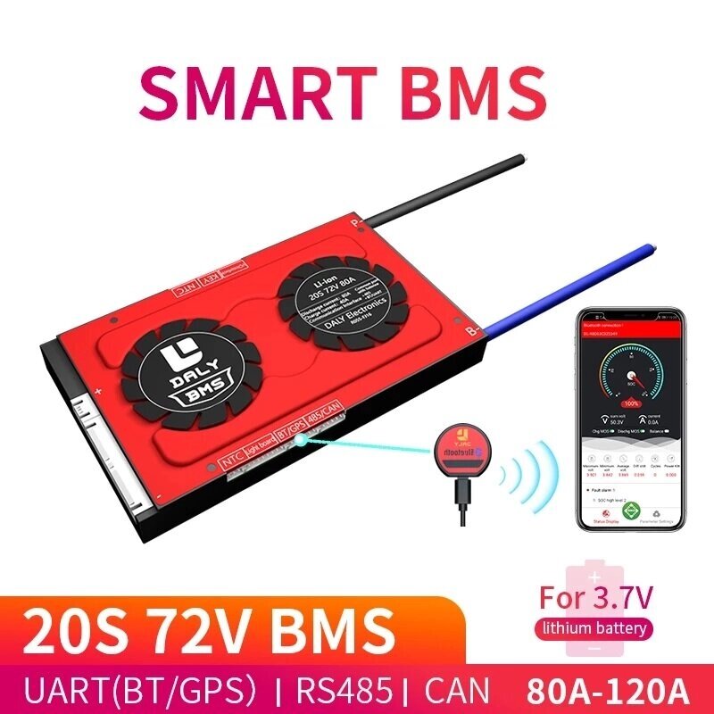 DALY BMS 20S 72V 80A 100A 120A 18650 smart li-ion bluetooth 485 к USB-устройству CAN NTC UART togther lion lifepo4 LTO а - характеристики