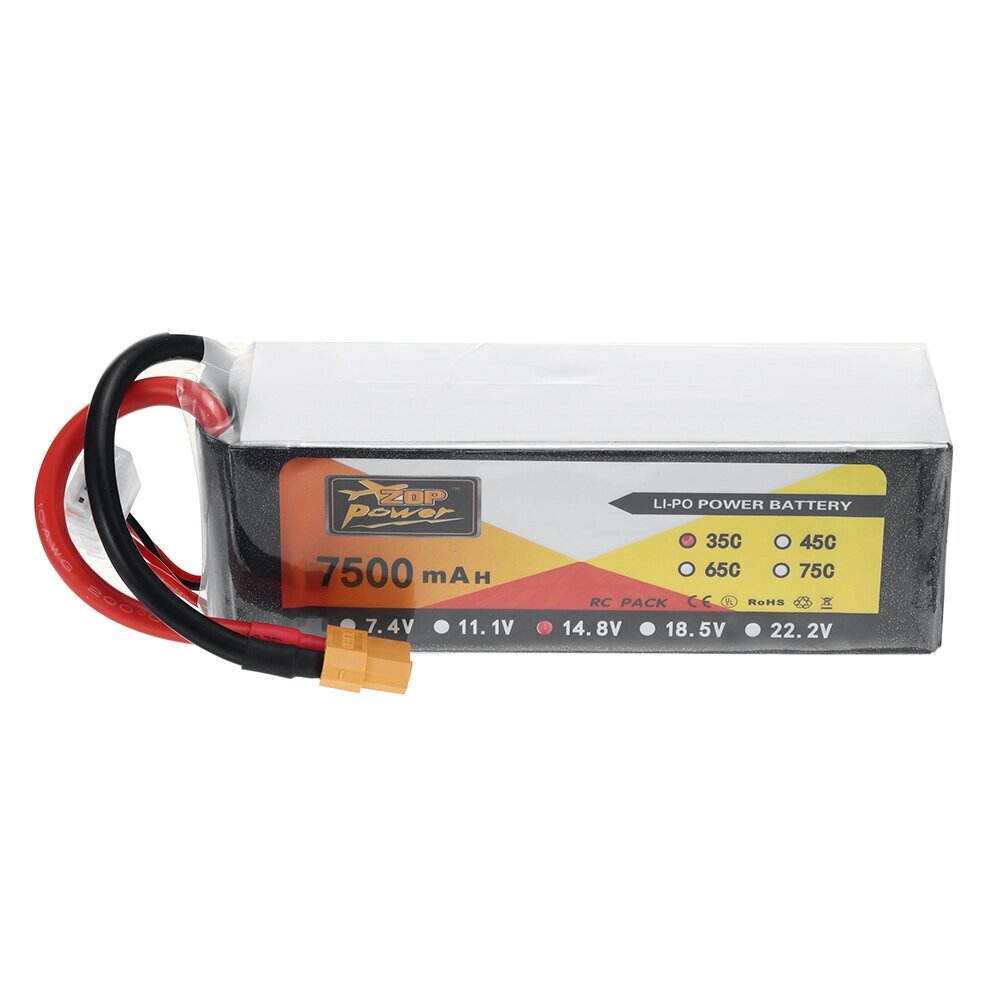 ZOP power 14,8 в 7500 мач 35C 4S1p lipo батарея разъем XT60 для RC дрон - розница