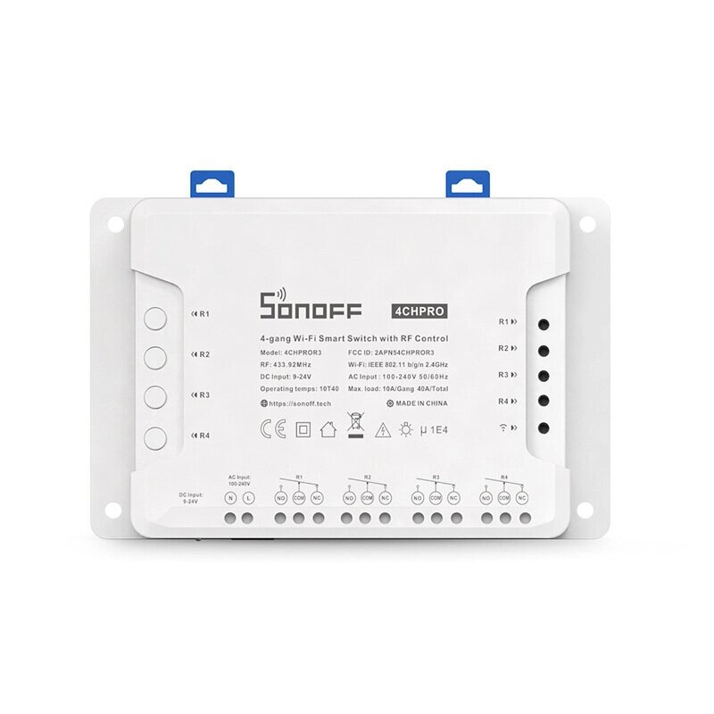 SONOFF 4CH PRO R3 AC100-240V 50/60Hz 10A 2200W 4 Gang WiFi DIY Интеллектуальный переключатель Самоблокирующаяся блокиров - наличие