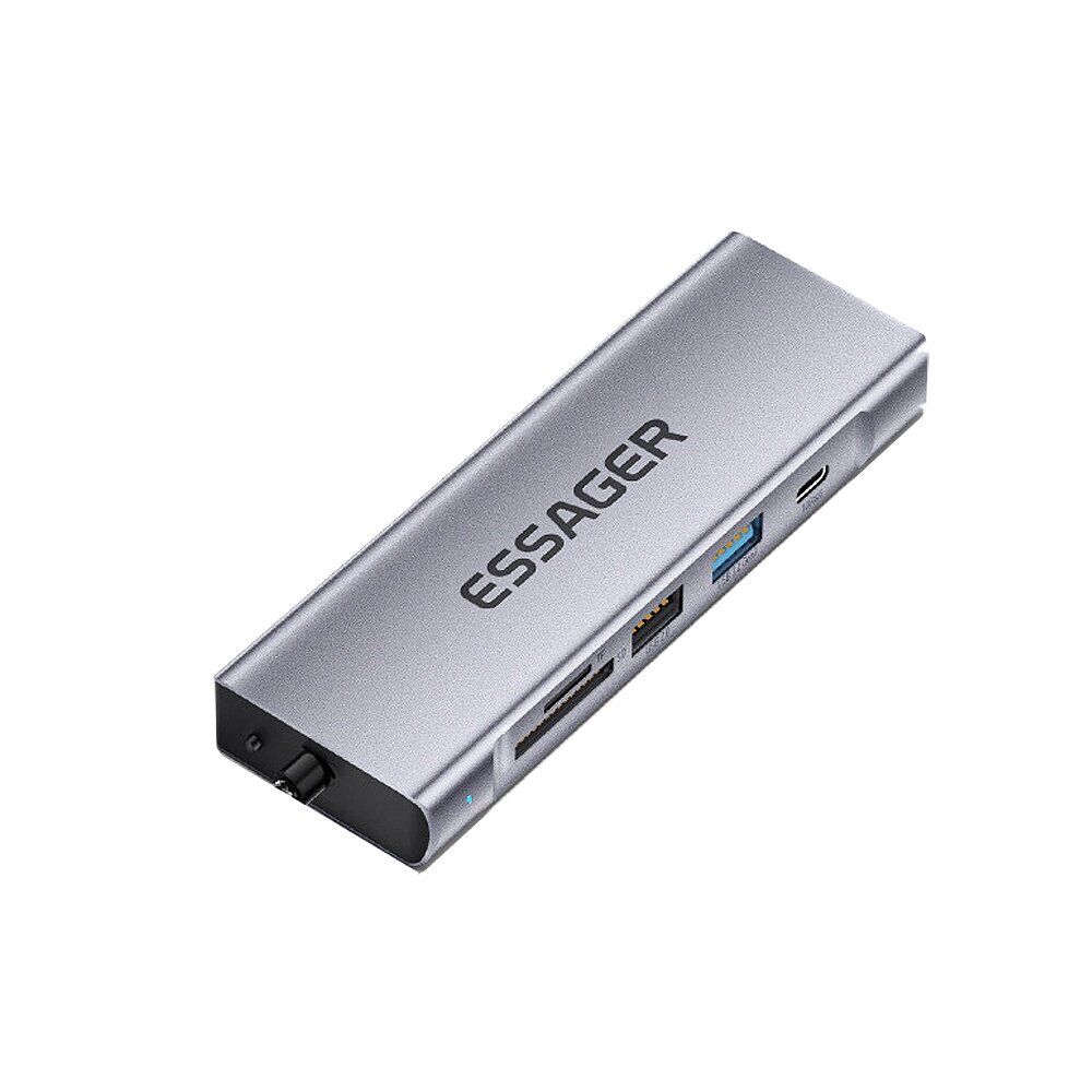 Essager эс-та08 8 в 1 тип-c док-станция USB2.0 USB3.2 gen2 PD100W 10 гбит/с USB-c 4K@30hz HDMI слот для чтения карт памя - характеристики