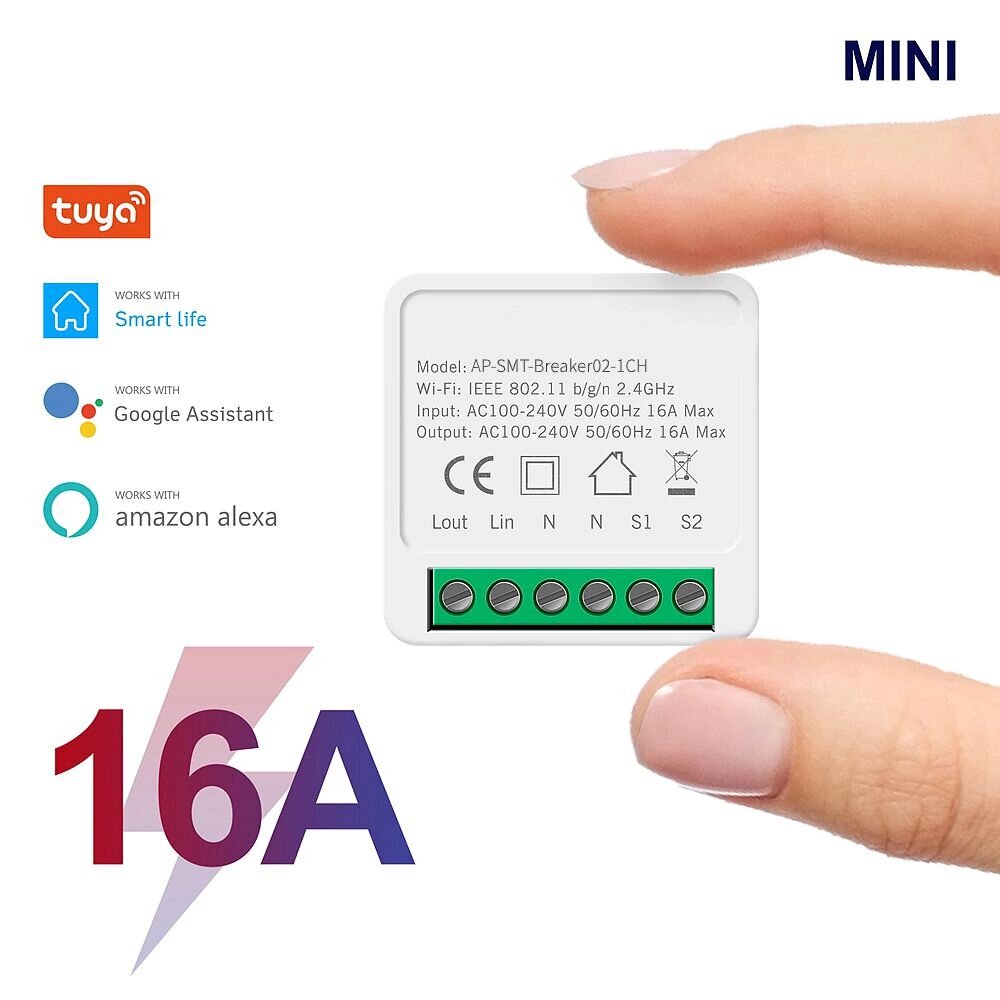 16A Mini Smart Wifi DIY Switch Support 2 Way Control Модуль автоматизации умного дома Работа с приложением Alexa Google - описание