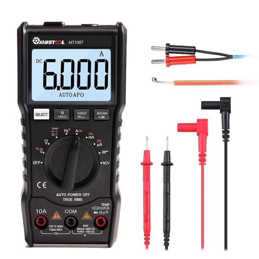 MUSTOOL MT108T True RMS NCV Temperature Tester Digital Мультиметр 6000 Counts Backlight AC DC Current/Voltage Resistance - доставка