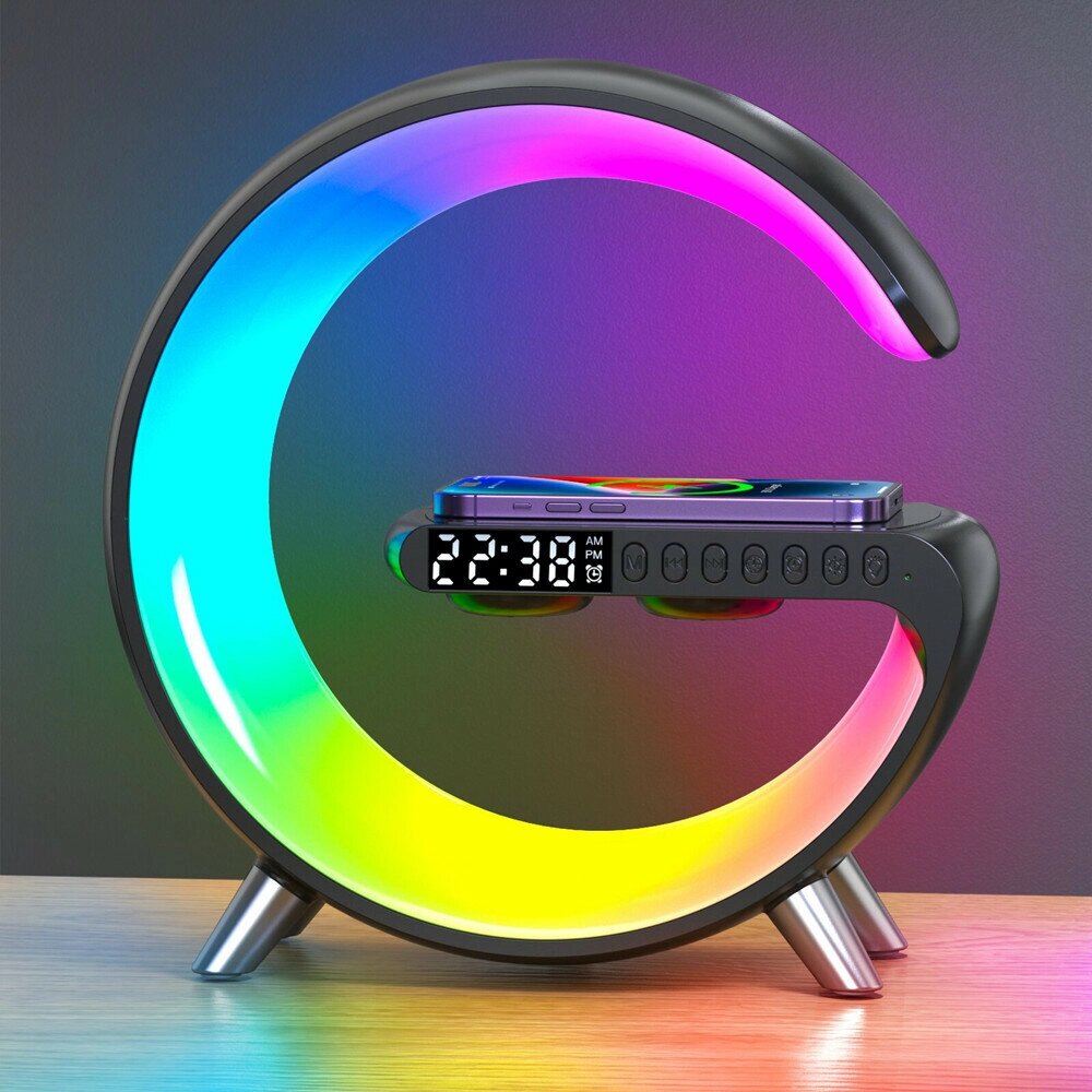 LED Night Light RGB Atmosphere Desk Лампа Интеллектуальное многофункциональное беспроводное зарядное устройство Будильни - выбрать