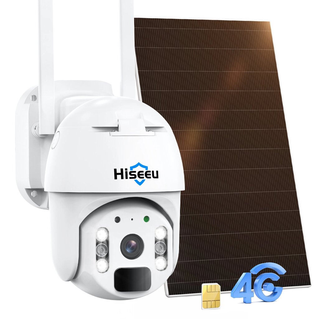 Hiseeu Wireless 4G LTE Cellular Security камера NO WIFI PTZ Color Night Vision 2-way Audio PIR Detection IP66 Водонепрон - доставка