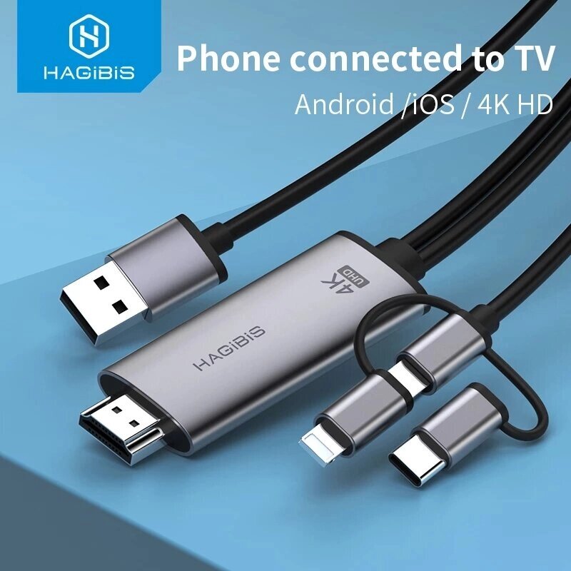 Hagibis 3 в 1 4K HD Micro USB Type-C к кабелю Hdmi Аудио Видео Кабель Телефон к ТВ / Проектор Адаптер для HUAWEI для Mac - преимущества