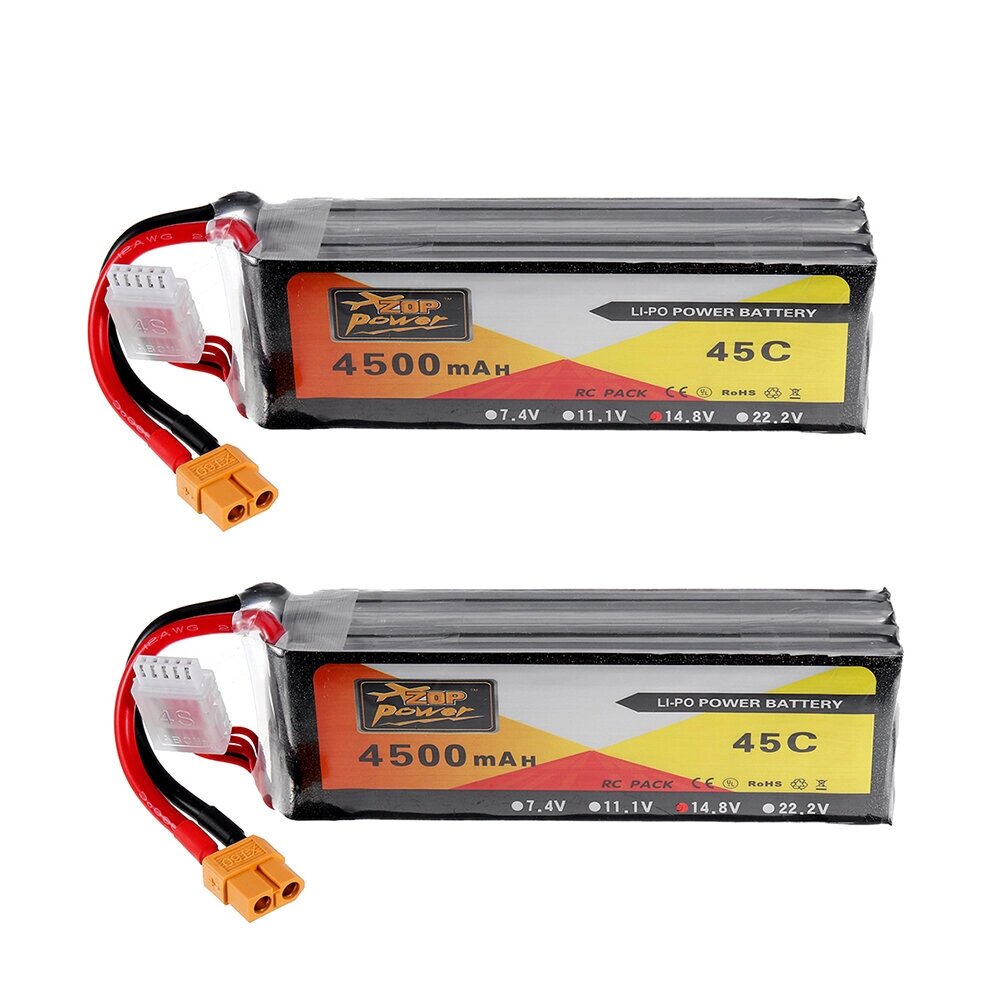 2Pcs ZOP Power 14.8V 4500mAh 4S 45C Lipo Батарея XT60 Plug для RC Авто Лодка Квадрокоптер - Армения