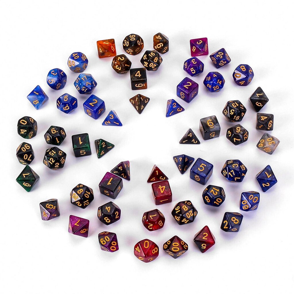 7 шт. многогранные кубики Galaxy для игр Dungeons Dragons D20 D12 D10 D8 D6 D4 + сумка - скидка