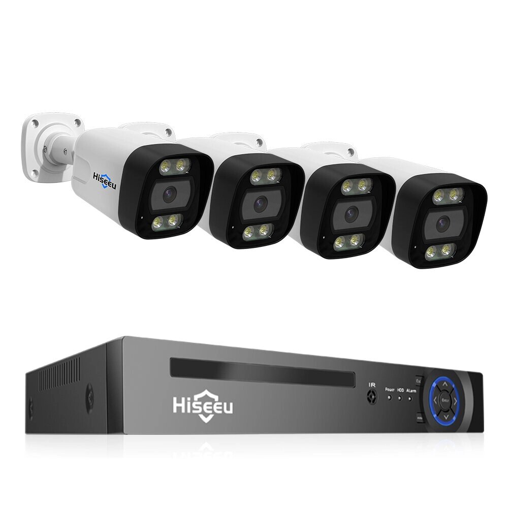 Hiseeu 8CH PoE Security CCTV камера Комплект системы Colorful Приложение ночного видения для двусторонней аудиосвязи Дис - Аштарак