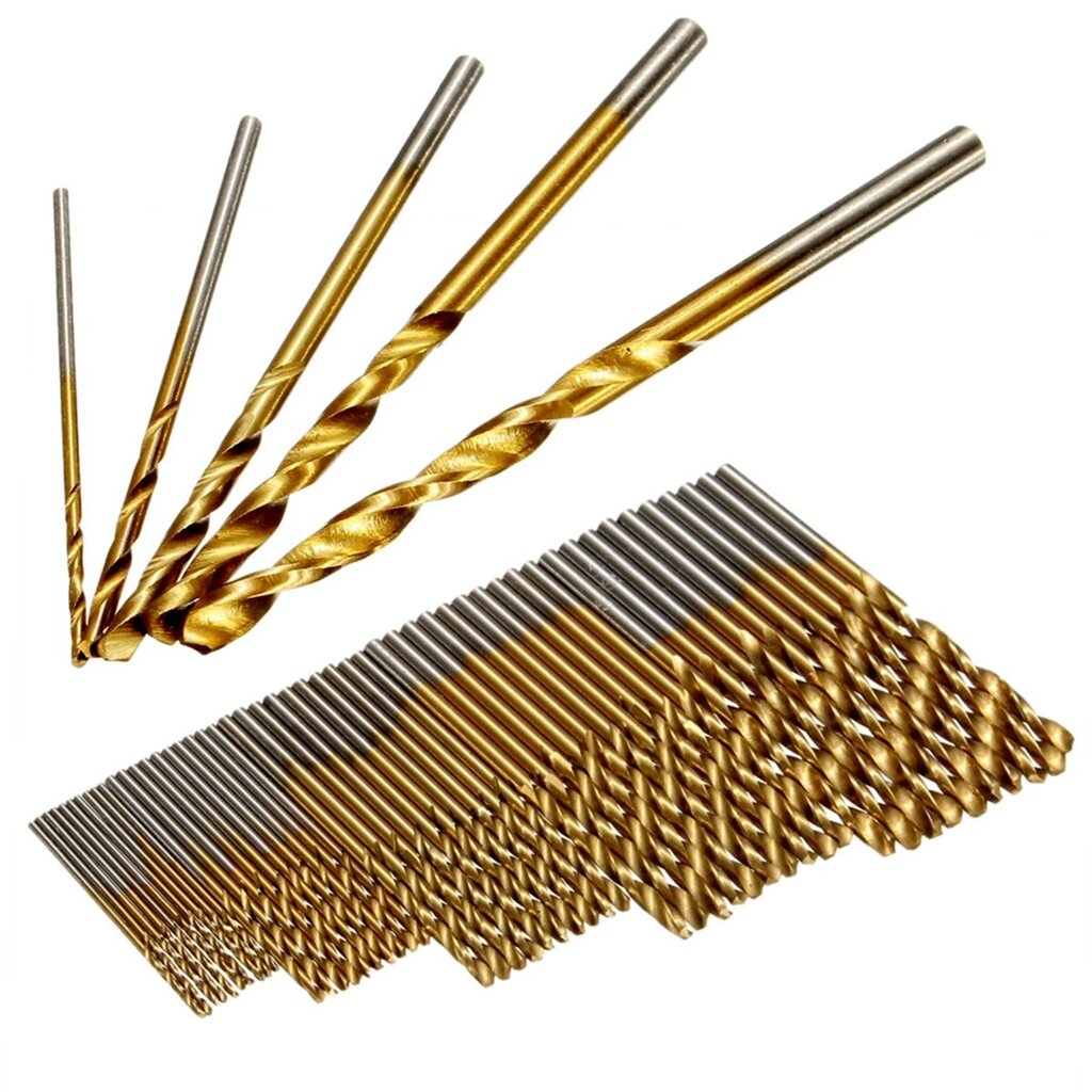 Drillpro 50PCS 1/1.5/2/2.5/3mm HSS Titanium Coated Twist Дрель Bits High Speed Steel Drill Bit Set - преимущества