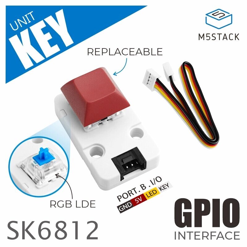 M5Stack Механический Key Button Axis Single Button Input Interactive Unit SK6812 Programmable Full Color RGB Лампа - гарантия