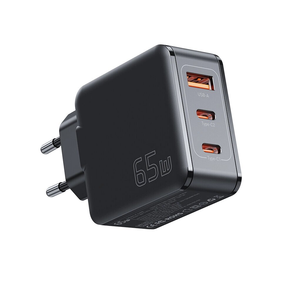 [Gan tech] essager JT-G65B 65 вт 3-портовое зарядное устройство USB PD 65 вт dual тип-c PD2.0 PD3.0 PPS QC4.0 USB-A QC2. - преимущества