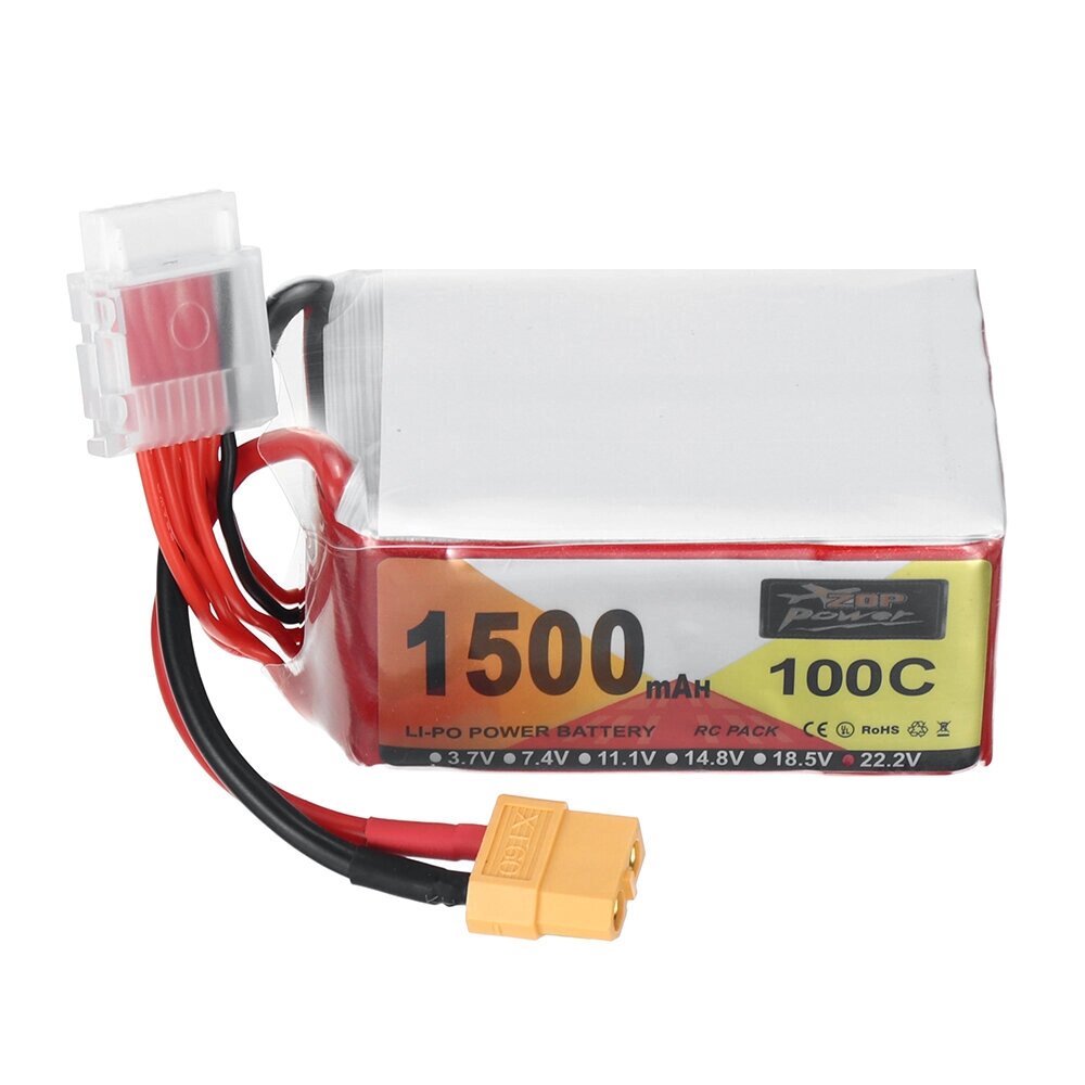 ZOP power 22,2 в 1500 мач 100C 6S lipo батарея XT60 штекер для RC дрон - сравнение