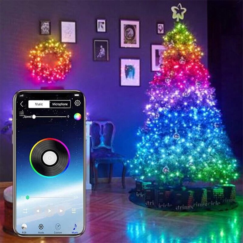 USB Fairy Lights LED String Lights Music Sync Bluetooth APP Phone Indoor На открытом воздухе Twinkle Lights 32.8FT Подве - Армения