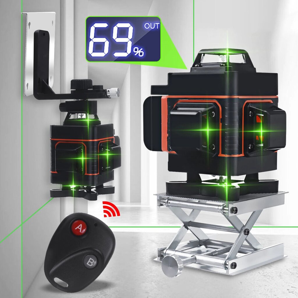 8/12/16 Line Digital Лазер Level Green Light Self Leveling 360 ° Поворотный - обзор