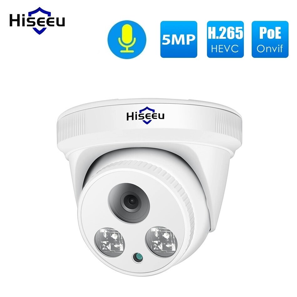 Hiseeu HC615-p-3.6 5MP 1920P POE IP камера H. 265 Аудио Dome камера Обнаружение движения ONVIF для PoE NVR App View - Армения