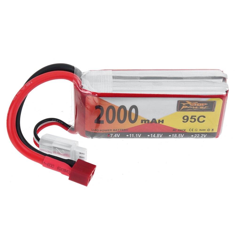 ZOP POWER 7.4V 2000mah 95C 2S lipo батарея T deans plug для RC дрон - обзор