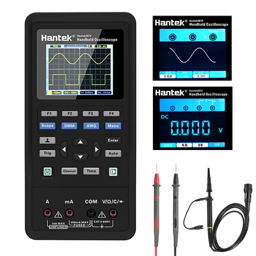 Hantek 3in1 Цифровой Осциллограф+Waveform Generator+Multimeter Portable USB 2 Канал s 40mhz 70mhz LCD Display Test Meter - опт