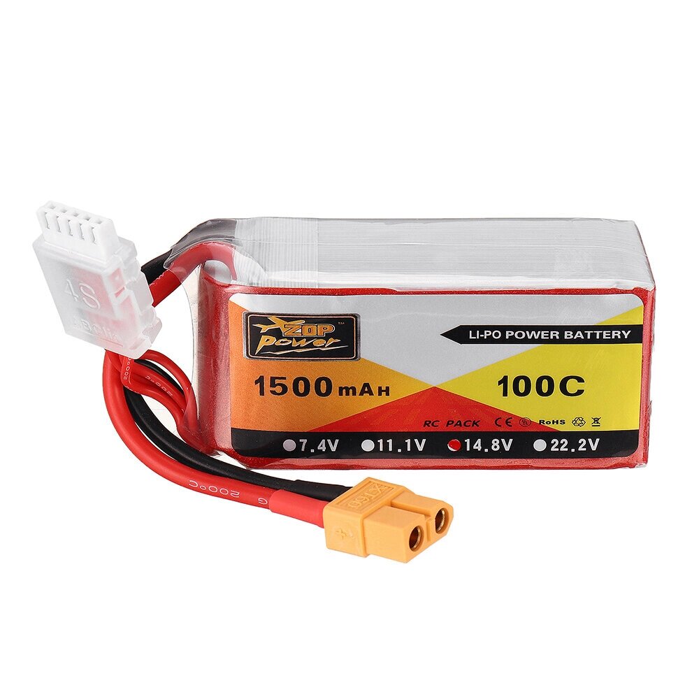 ZOP POWER 14.8V 1500mAH 100C 4S Lipo Батарея с разъемом XT60 для моделей РУ - сравнение