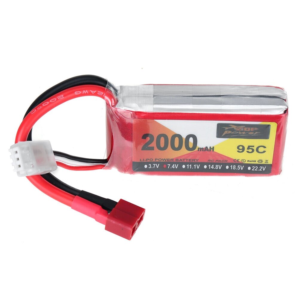 ZOP Power 7.4V 2000mAh 95C 2S LiPo Батарея T Deans Plug для RC Авто - Армения