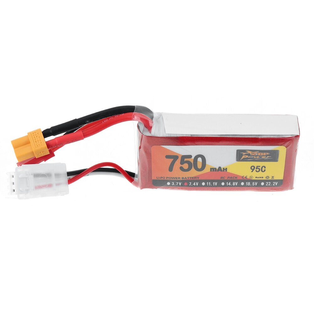 ZOP POWER 7,4 в 750 мач 95C 2S lipo батарея XT30 разъем JST для RC дрон - сравнение