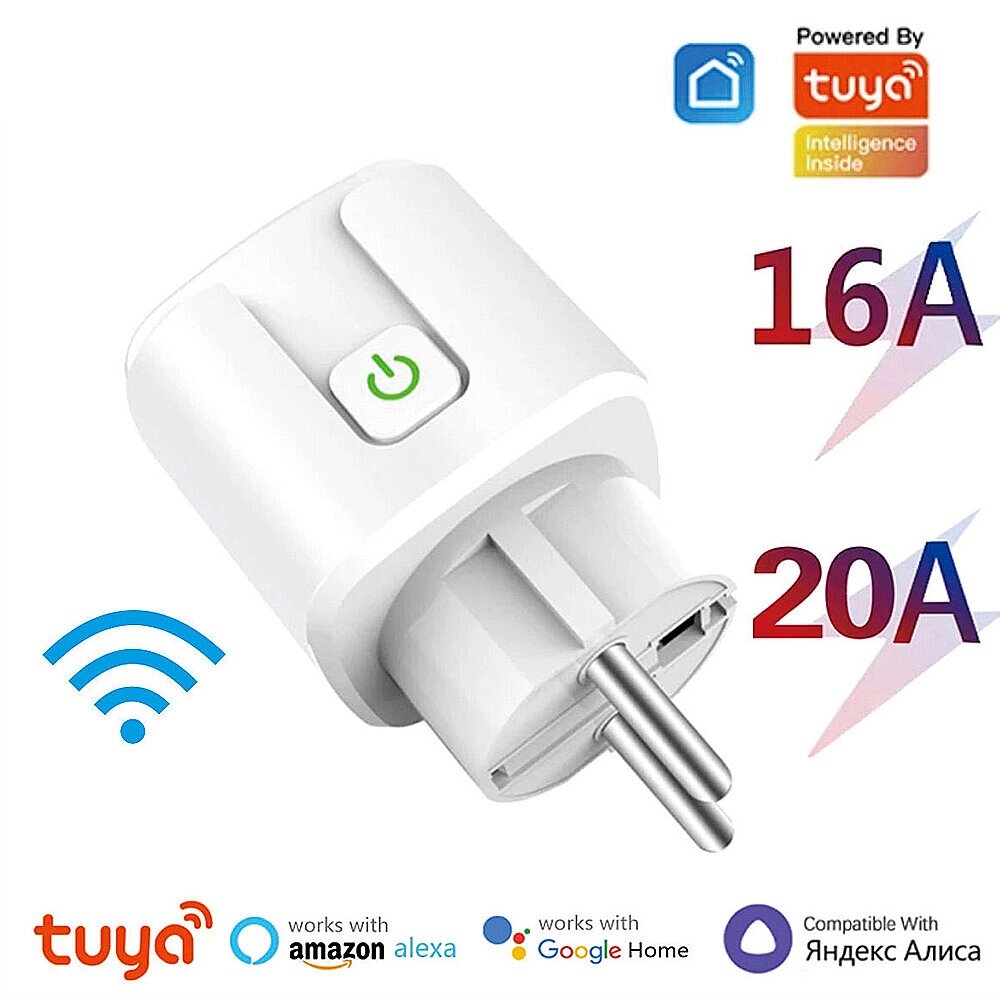 16A/20A Smart EU Разъем AC100-240V WiFi Smart Plug Розетка питания Голосовое управление с помощью Alexa Google Home - распродажа