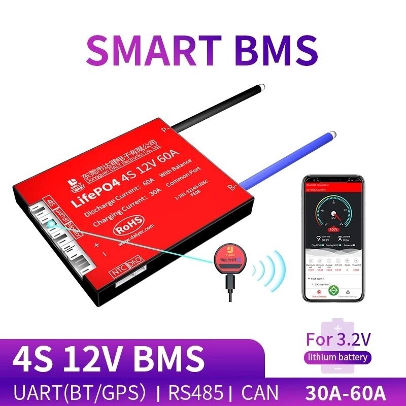 DALY BMS 4S 12 в 30A 40A 50A 60A smart батарея плата защиты 3,2 в 18650 BMS lifepo4 BMS с bluetooth UART RS485 CAN функц - отзывы