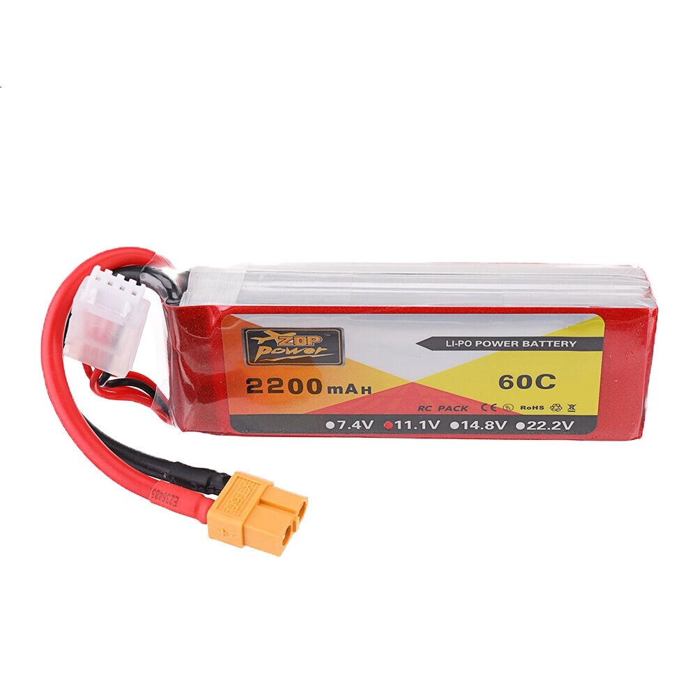 ZOP Power 11.1V 2200mAh 60C 3S Lipo Батарея XT60 Разъем для РУ Квадрокоптер - обзор