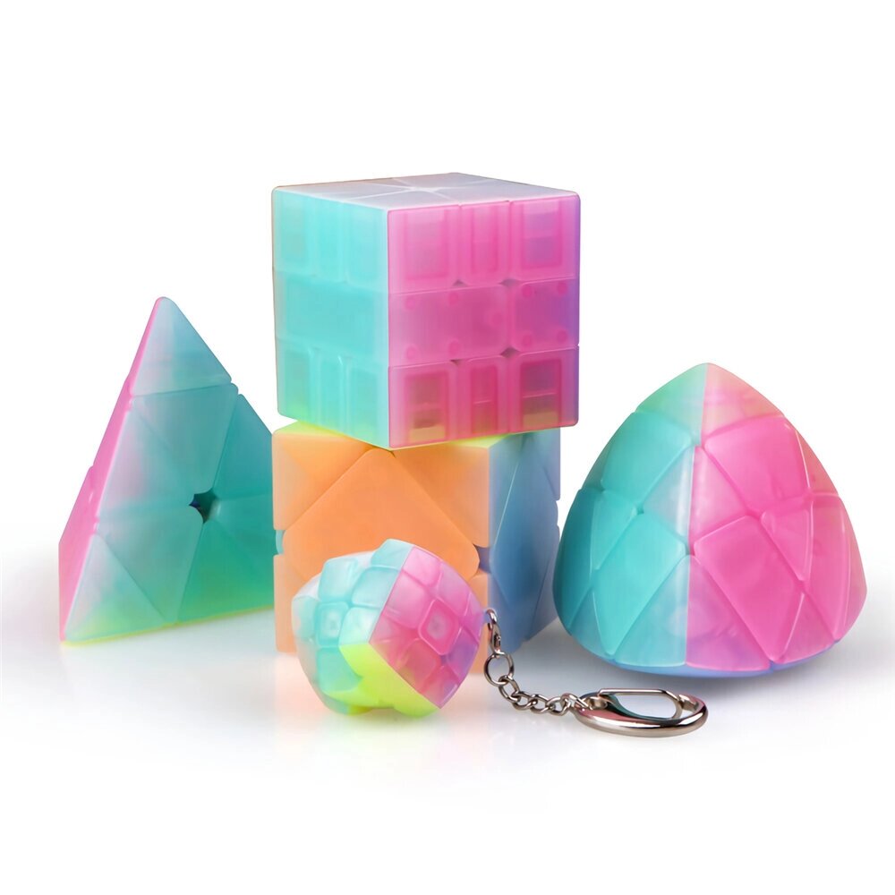 QiYi Волшебный Cube Jelly Color 3x3 4x4 5x5 Брелок Pyramid Professional Speed Cube Детские развивающие игрушки - особенности