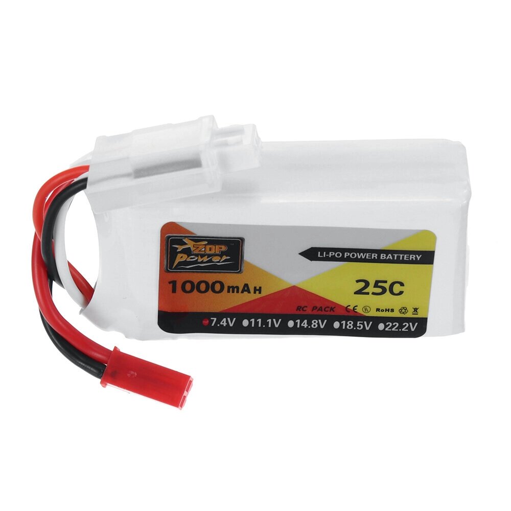 ZOP power 7.4V 1000mah 25C 2S lipo батарея разъем JST для RC дрон - фото